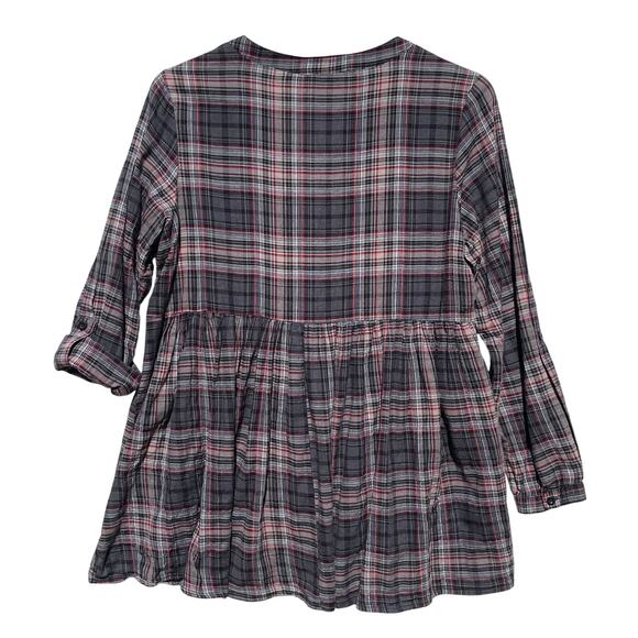 ANTHROPOLOGIE THYLO Women’s Plaid Button Front Peplum Blouse - Picture 5 of 5